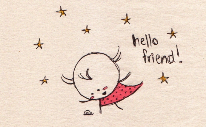 The original "Hello friend" Sprinkles drawing